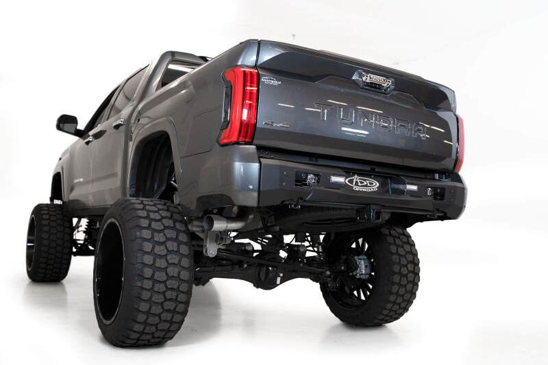 Toyota Tundra Bumper - Rear - Addictive Desert Designs - Stealth Fighter - Hammered Black Powder Coat with Satin Black Aluminum Accent Panels - `22-`27
